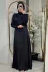 330204 SATEN ABİYE ELBİSE Siyah