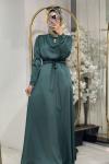 330204 SATEN ABİYE ELBİSE Zümrüt