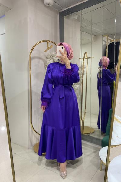 SATEN ELBİSE Mor