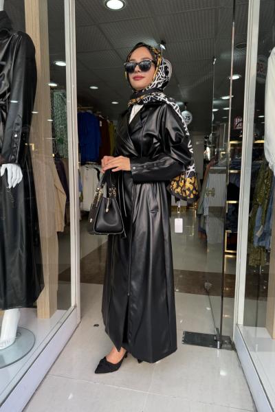 levidor deri trençkot Siyah