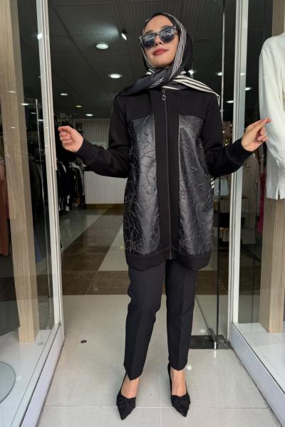 selinada deri tunik Siyah