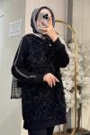 selinada gül tunik Siyah