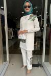 modal tunik pantolon takım Ekru