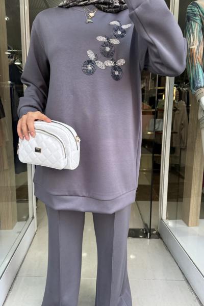 İŞLEME DETAYLI TAKIM Gri