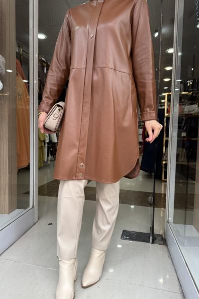 2325670 ESSWAAP DERİ PANTOLON CEPLİ Bej