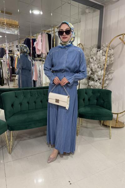 FLLAMERY MAVİ ETEKLİ TAKIM Mavi