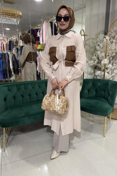 EL İŞLEMELİ KOTON TUNİK Bej