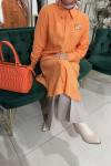 AHŞAP EL İŞLEMELİ UZUN TUNİK Turuncu