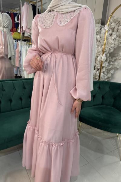 İNDİGO PEMBE SADE ELBİSE Açık Pembe