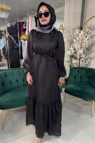 İNDİGO PEMBE SADE ELBİSE Siyah