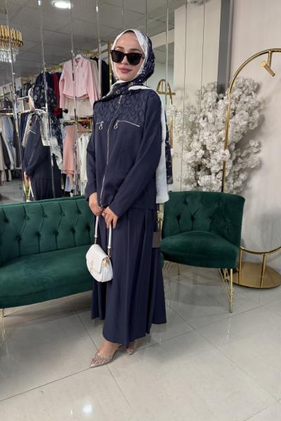 FERMUAR DETAYLI ETEKLİ TAKIM Lacivert