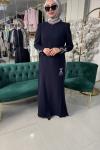 PAPATYA DETAYLI ABİYE ELBİSE Lacivert
