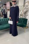 KOLU VE ETEĞİ PİLİSELİ ELBİSE Lacivert