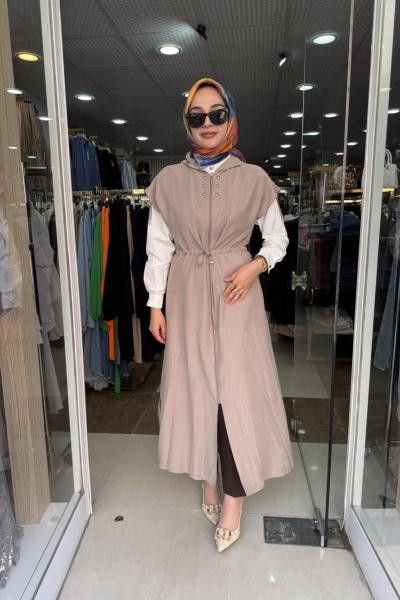 FERMUARLI BAĞCIKLI ŞIK YELEK Vizon