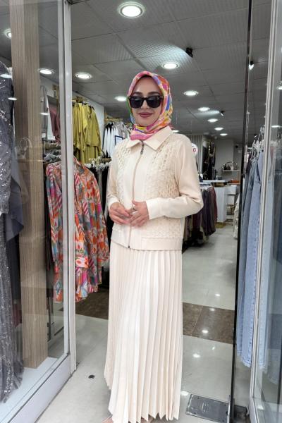 HASIRLI ETEKLİ TAKIM Bej