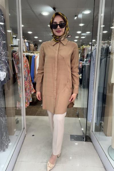 PİLE DETAYLI TUNİK Vizon