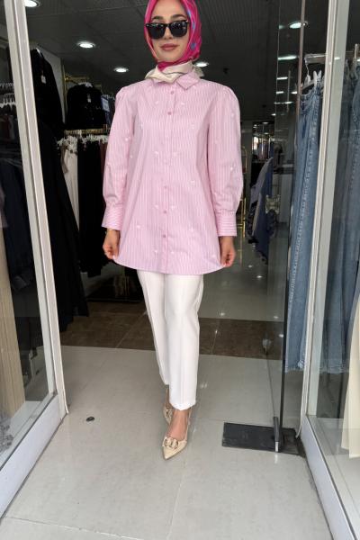 KAYRA NAKIŞLI GÖMLEK Pembe