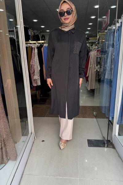 KUPRA ÇİZGİLİ TUNİK Siyah