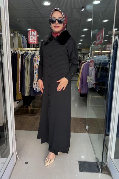 ROSE MERSERİZE UZUN KAP Siyah