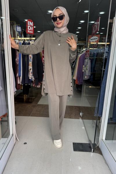 RAYON PENYE DÜĞME PANTOLONLU TAKIM Haki