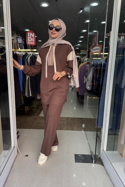 BAMBU PANTOLONLU TAKIM Kahverengi