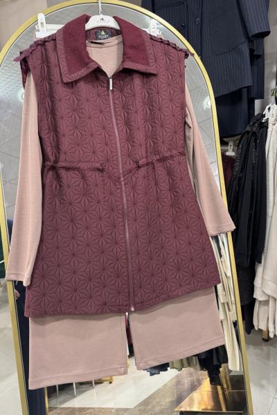 BELLA 3 LÜ TAKIM Bordo