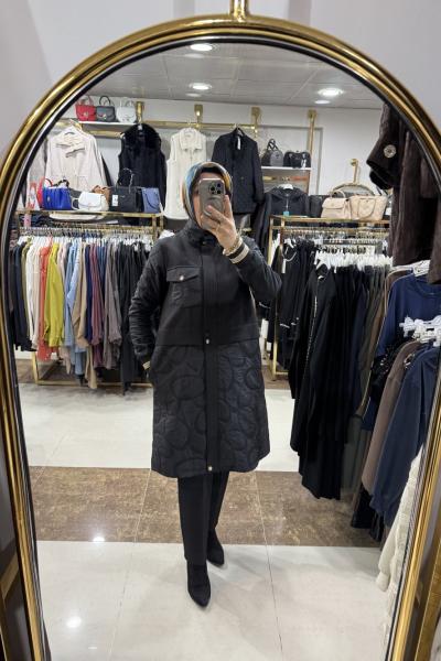 JAKAR KUMAŞ ÇITÇIT DETAYLI FERMUARLI GİYÇIK Siyah