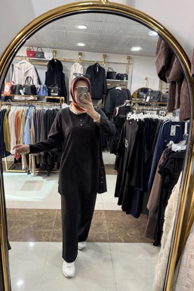 MODAL DÜĞMELİ TAKIM Siyah Taş