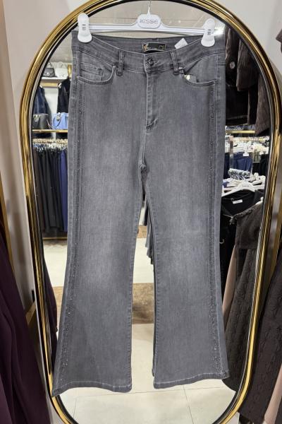 İSPANYOL PAÇA  TAŞLI KOT PANTOLON Açık Gri