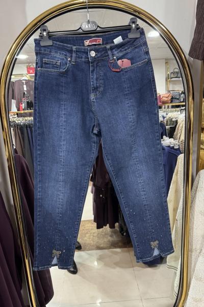 PAÇASI KELEBEK MOM JEAN KOT PANTOLON koyu Mavi