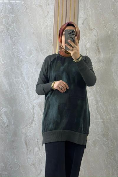 QUPRA MERSERİZE TUNİK YANDAN FERMUAR DETAYLI Yeşil