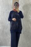 QUPRA MERSERİZE TUNİK YANDAN FERMUAR DETAYLI Lacivert