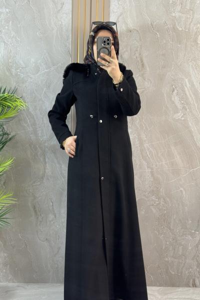 NEXT MANTO UZUN KAŞE KABAN Siyah