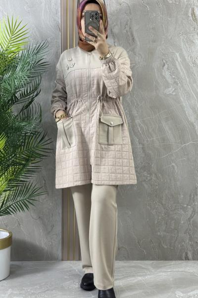 KAPİTONE CEKETLİ TAKIM Bej