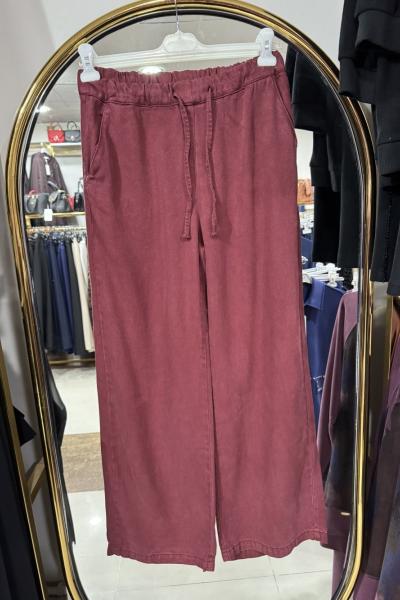 TENSEL KOT PANTOLON Bordo Taş