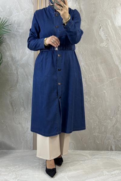 TENCEL BELİ LASTİKLİ GİYÇIK Mavi