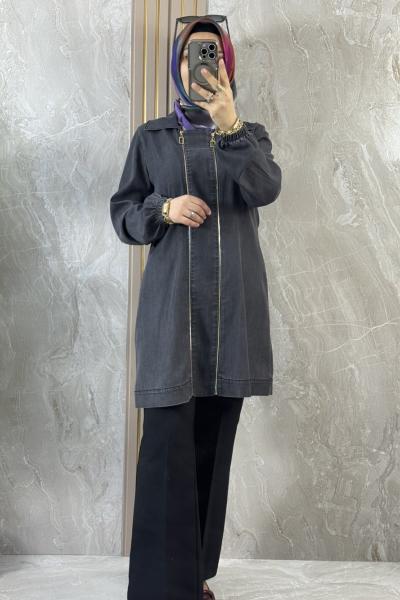 TENCEL FERMUARLI GİYÇIK Gri