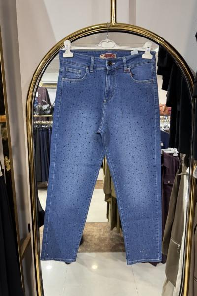 SERPME TAŞLI MOM JEAN Mavi