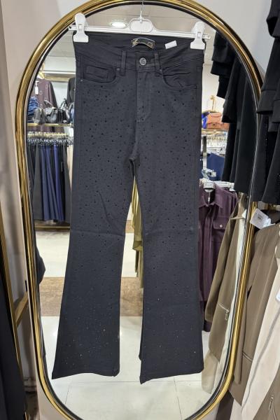 SERPME TAŞLI İSPANYOL PAÇA KOT PANTOLON Siyah