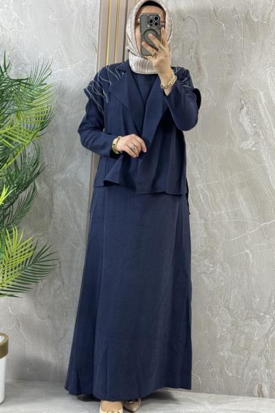 YELEKLİ ELBİSE  Lacivert