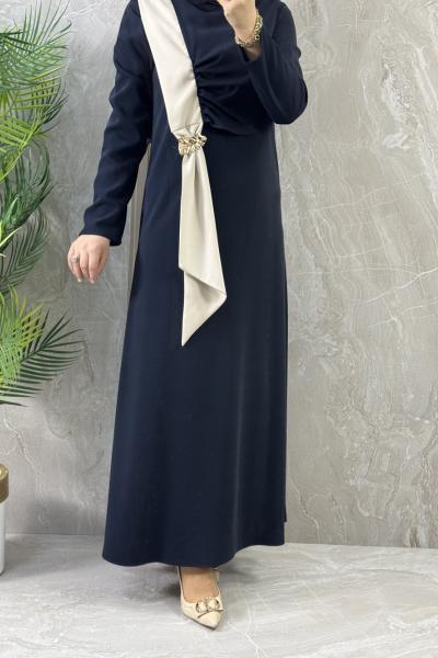 ŞIK TASARIM ELBİSE Lacivert