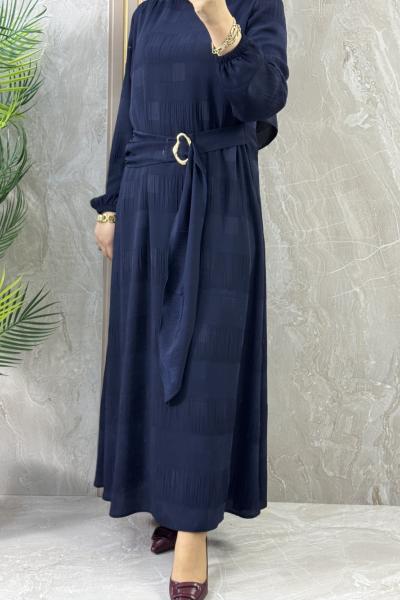 ŞİFON KUŞAKLI ELBİSE Lacivert