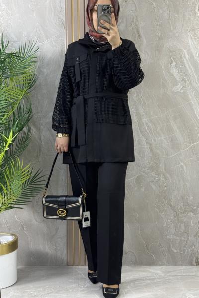 FİLE GARNİLİ 3 LÜ TAKIM Siyah