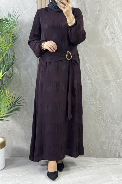 ŞİFON KUŞAKLI ELBİSE Bordo