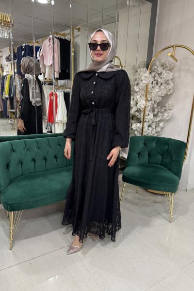 3120 ELBİSE GÜPÜRLÜ Siyah