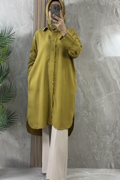 TENCEL UZUN GÖMLEK Sarı