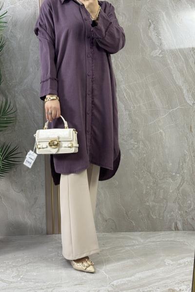 TENCEL UZUN GÖMLEK Lila