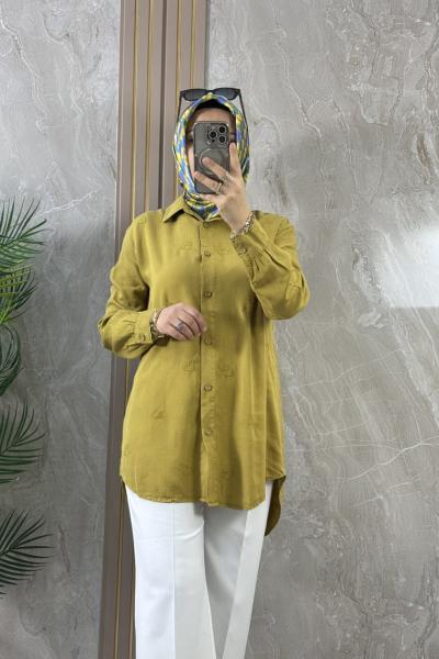 TENCEL GÖMLEK TUNİK Yağ Yeşili
