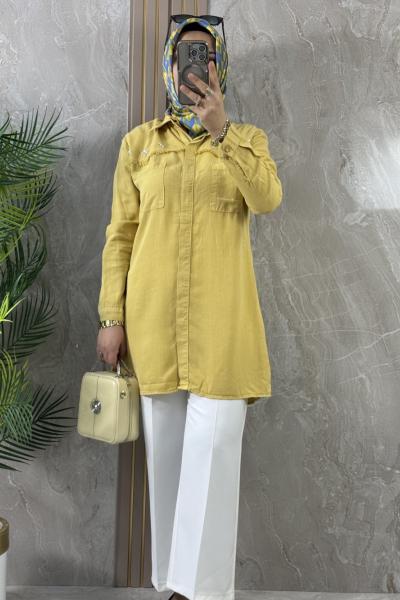 TENCEL GÖMLEK TUNİK Sarı