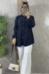 TENCEL TAŞLI GÖMLEK TUNİK Lacivert
